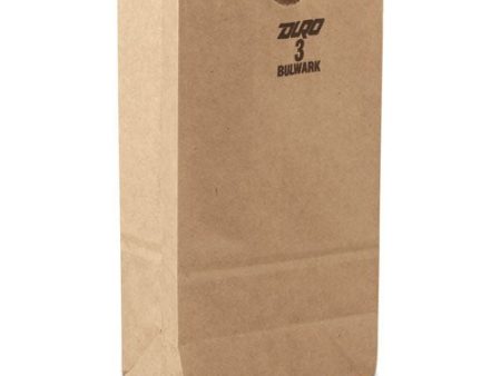 #3 Paper Grocery Bag, 30lb Kraft, Standard 4 3 4 X 2 15 16 X 8 9 16, 500 Bags Sale