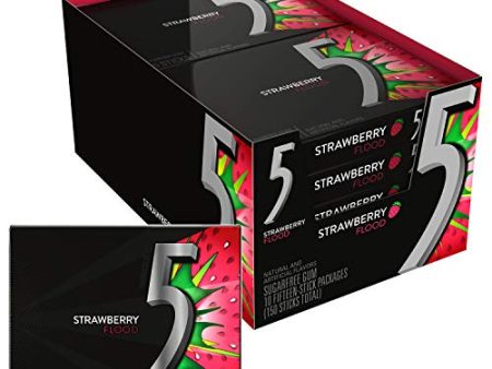 5 Gum Strawberry Flood Sugarfree Gum, 15Piece (Pack of 10) For Discount