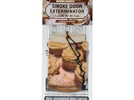 CAR Smoke Odor Exterminator Candle for the Car, Air Freshener Creamy Vanilla (Pack of 12) Online now